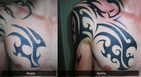 Recouvrement d'un tatouage tribal
