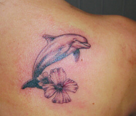 Tatouage petit dauphin sur l'épaule