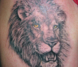 Tatouage portrait de lion