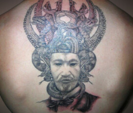 Tatouage portrait guerrier asiatique